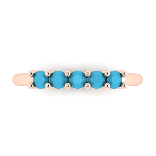 0.35 cttw Simulated Turquoise Round Cut Rose Gold Eternity Wedding Band