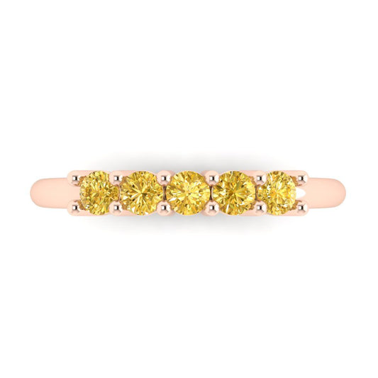 0.35 cttw Natural Citrine Round Cut Rose Gold Eternity Wedding Band
