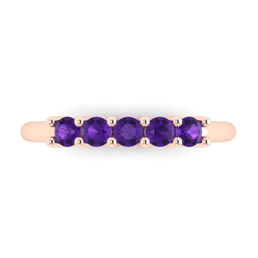 0.35 cttw Natural Amethyst Round Cut Rose Gold Eternity Wedding Band