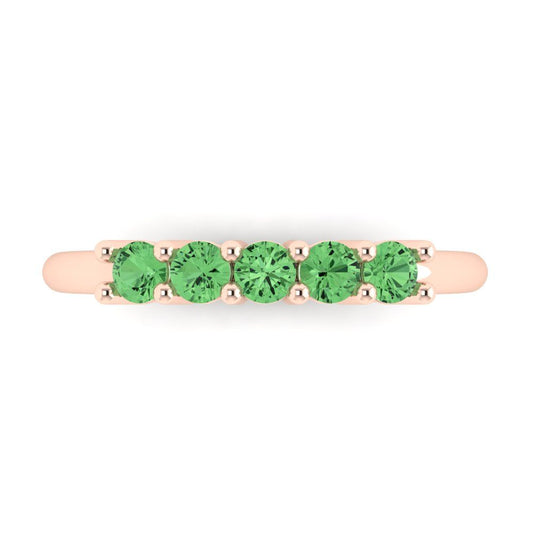 0.35 cttw Simulated Green Diamond Round Cut Rose Gold Eternity Wedding Band
