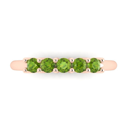 0.35 cttw Natural Peridot Round Cut Rose Gold Eternity Wedding Band