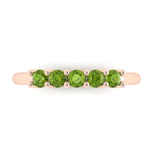 0.35 cttw Natural Peridot Round Cut Rose Gold Eternity Wedding Band