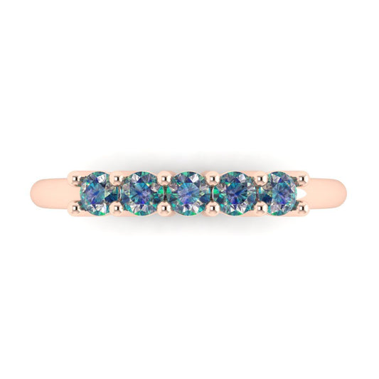 0.35 cttw Blue Moissanite Round Cut Rose Gold Eternity Wedding Band