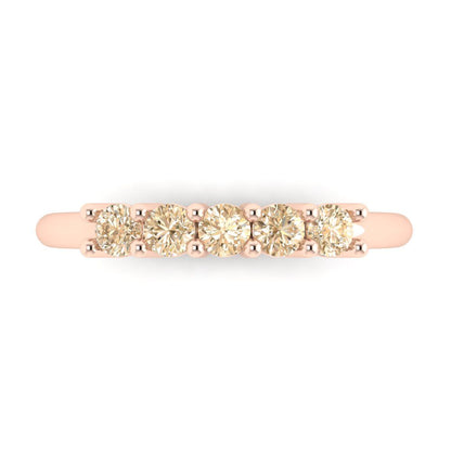 0.35 cttw Natural Morganite Round Cut Rose Gold Eternity Wedding Band