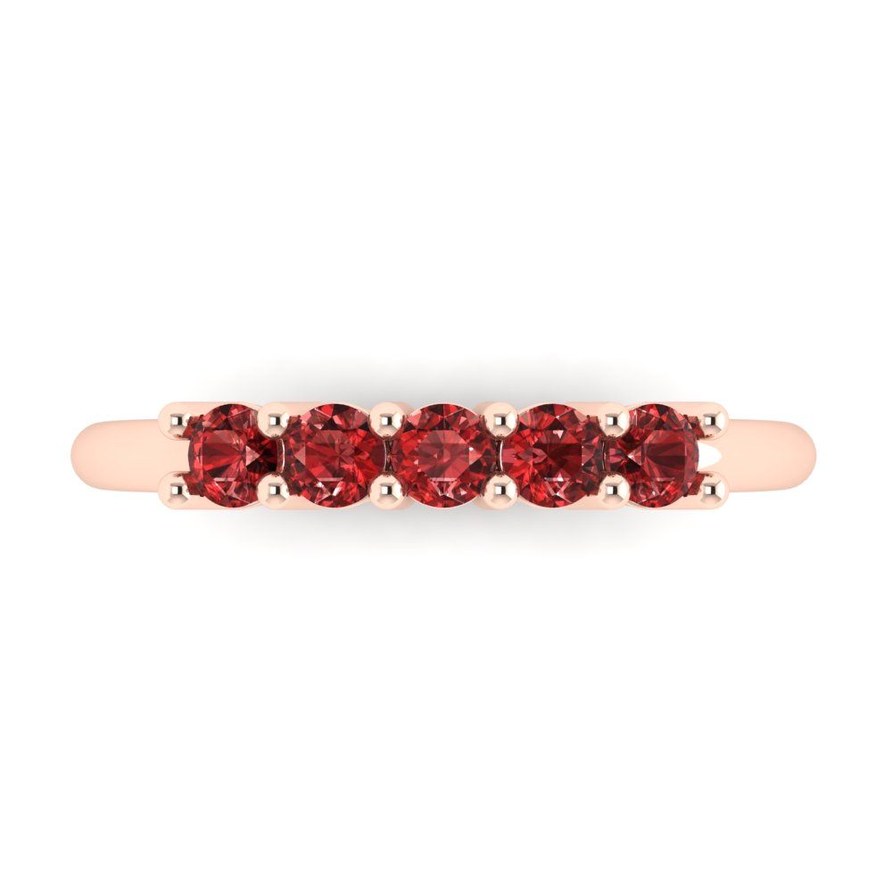 0.35 cttw Natural Garnet Round Cut Rose Gold Eternity Wedding Band