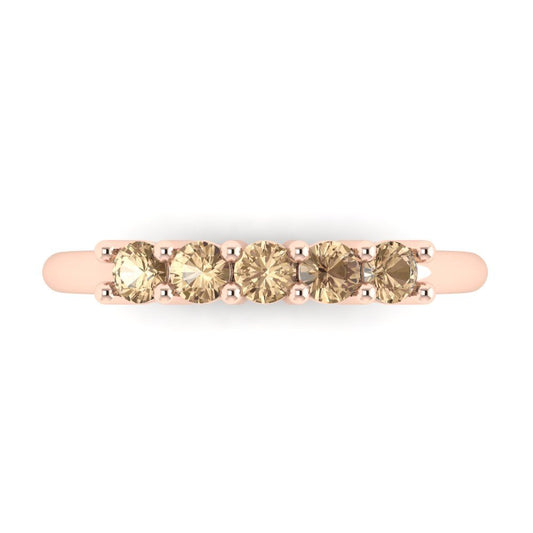 0.35 cttw Yellow Moissanite Round Cut Rose Gold Eternity Wedding Band