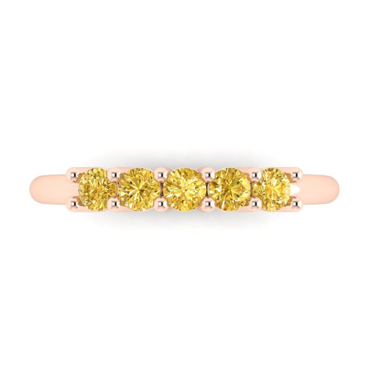 0.35 cttw Simulated Yellow Diamond Round Cut Rose Gold Eternity Wedding Band