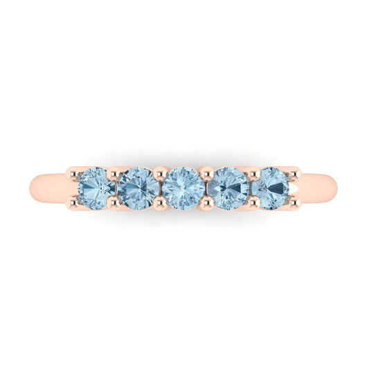 0.35 cttw Natural Aquamarine Round Cut Rose Gold Eternity Wedding Band