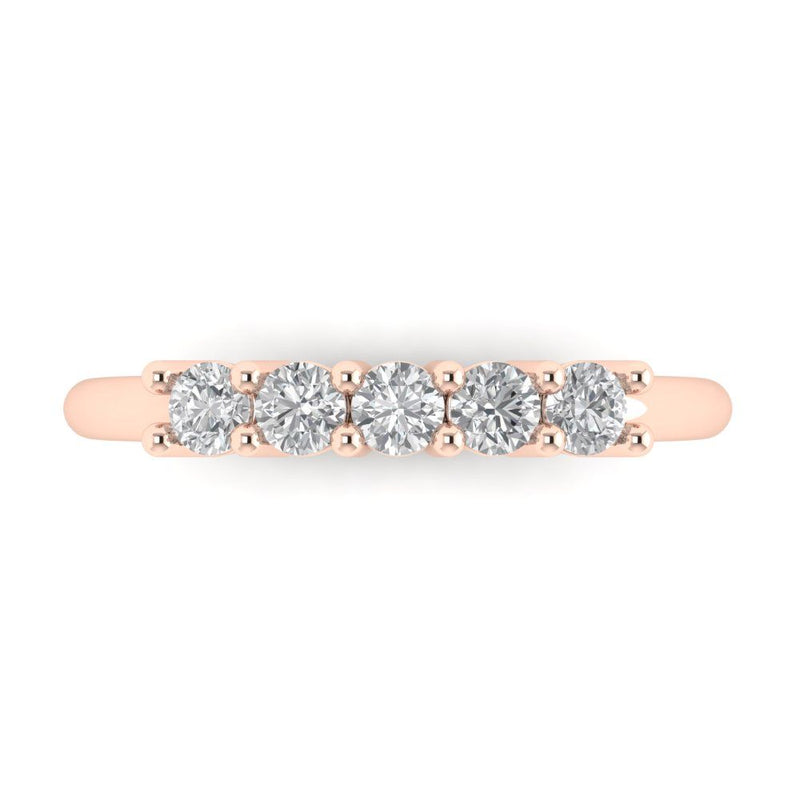 0.4 ct Brilliant Round Cut Natural Diamond Stone Clarity SI1-2 Color I-J Rose Gold Stackable Band