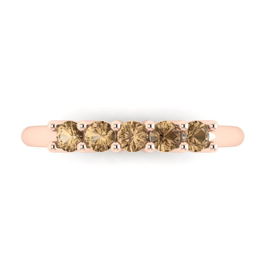 0.35 cttw Simulated Champagne Diamond Round Cut Rose Gold Eternity Wedding Band