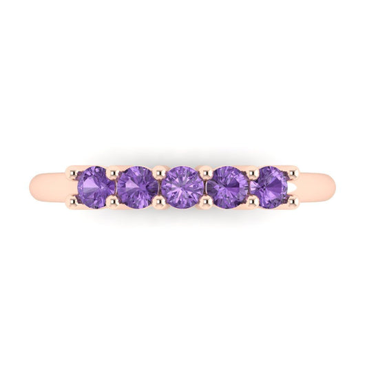 0.35 cttw Simulated Alexandrite Round Cut Rose Gold Eternity Wedding Band