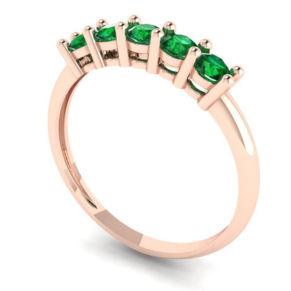0.35 cttw Simulated Emerald Round Cut Rose Gold Eternity Wedding Band