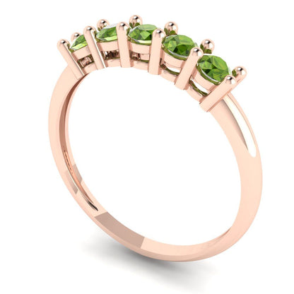 0.35 cttw Natural Peridot Round Cut Rose Gold Eternity Wedding Band