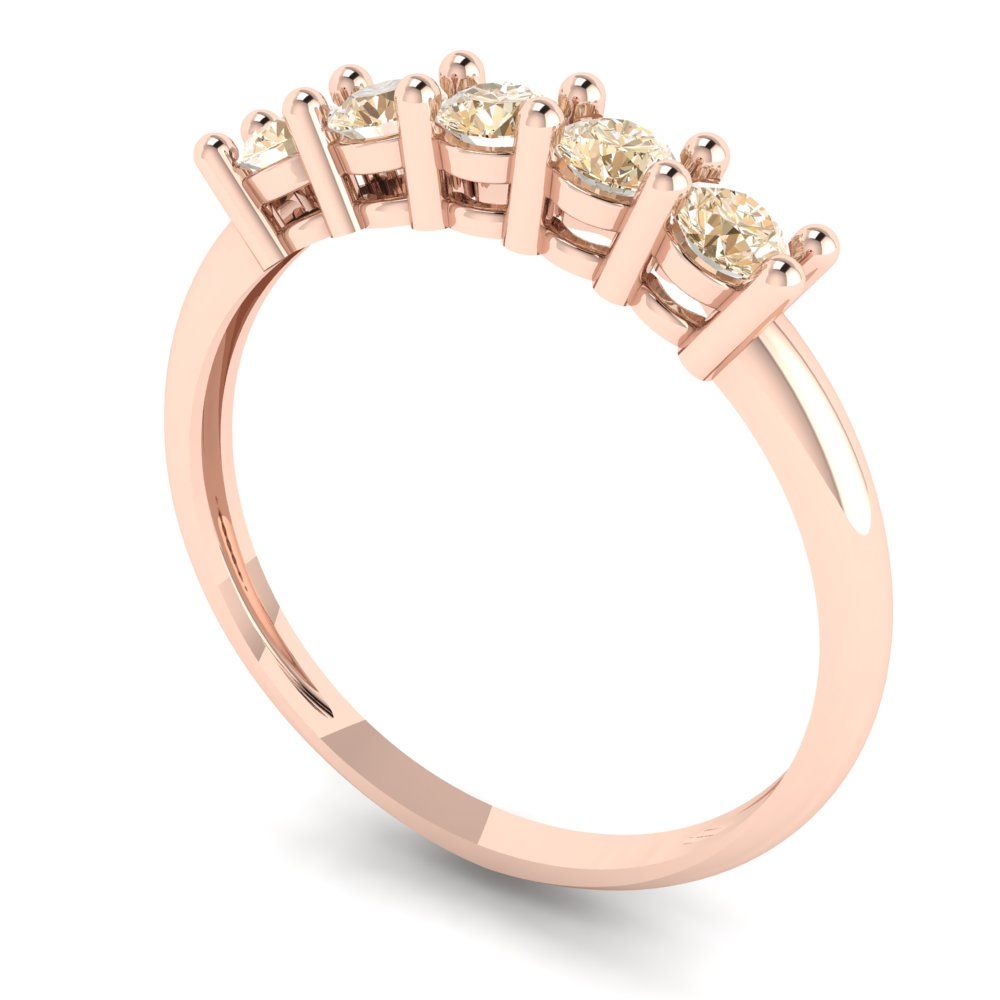 0.35 cttw Natural Morganite Round Cut Rose Gold Eternity Wedding Band