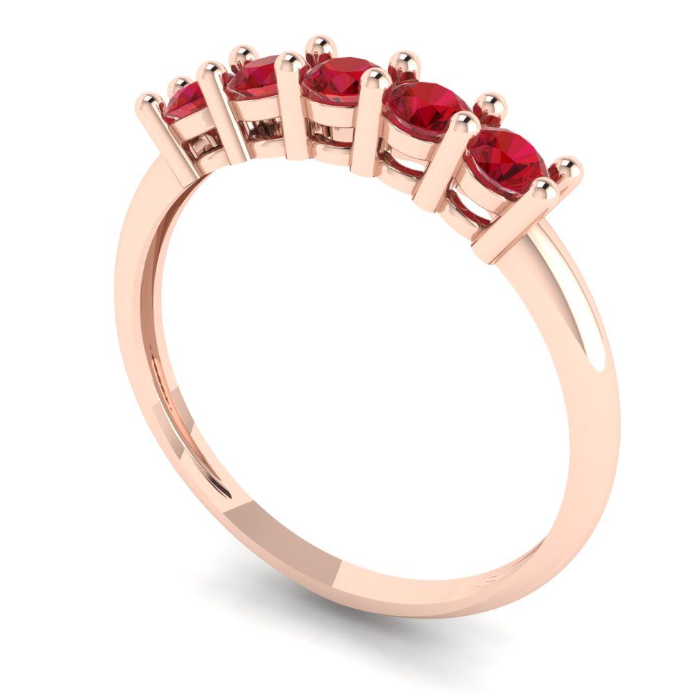 0.35 cttw Simulated Ruby Round Cut Rose Gold Eternity Wedding Band
