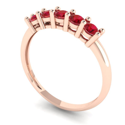 0.35 cttw Simulated Ruby Round Cut Rose Gold Eternity Wedding Band