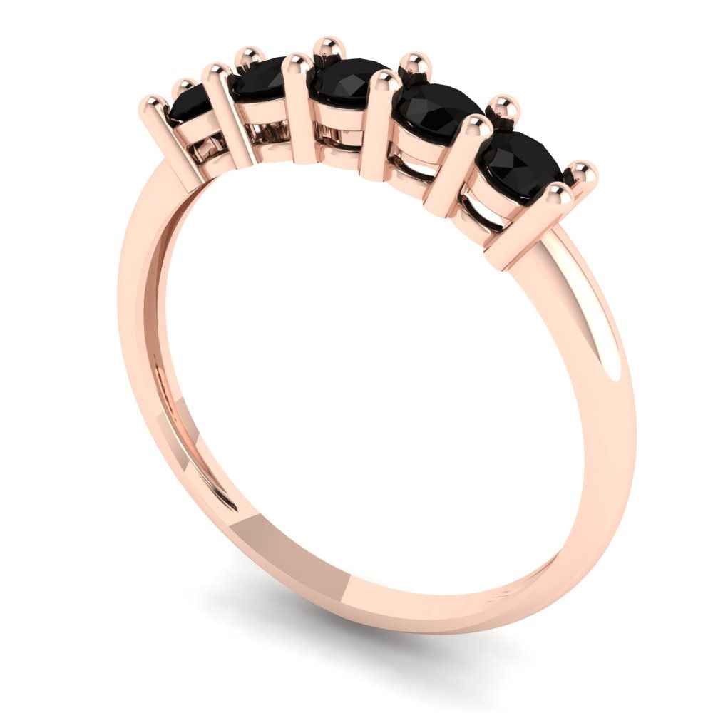 0.35 cttw Natural Onyx Round Cut Rose Gold Eternity Wedding Band