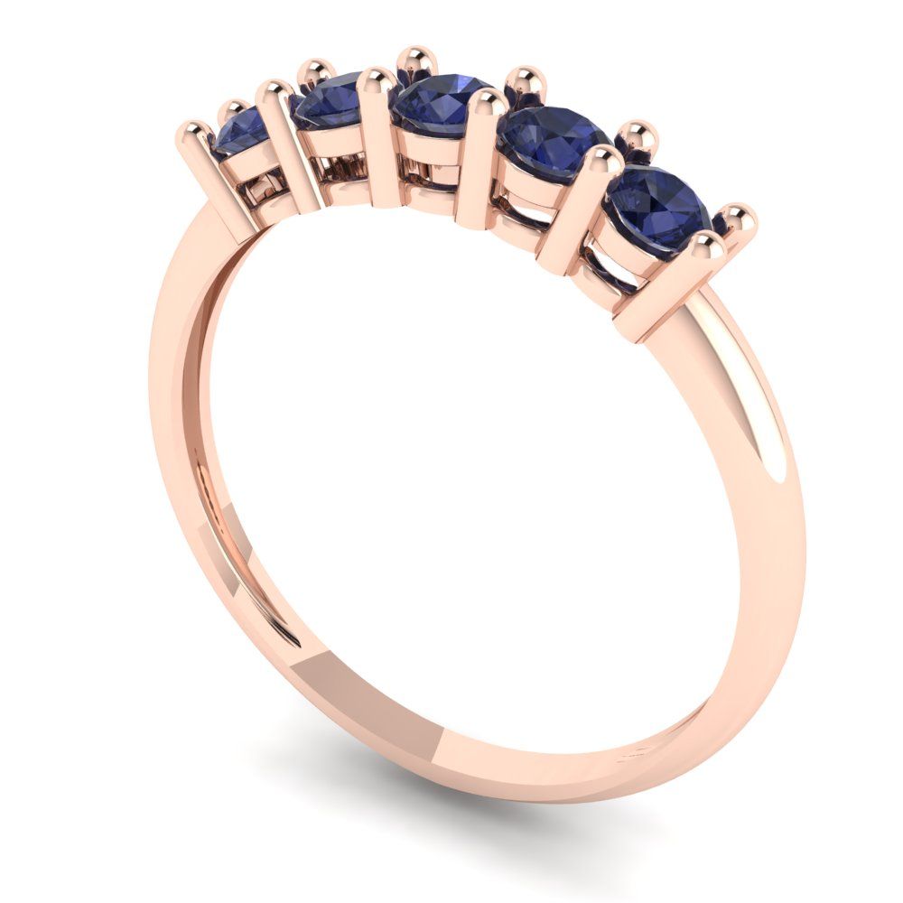0.35 cttw Simulated Blue Sapphire Round Cut Rose Gold Eternity Wedding Band