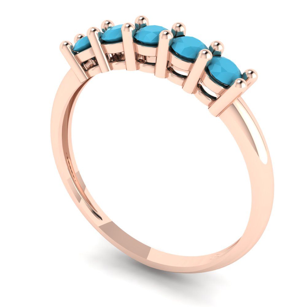 0.35 cttw Simulated Turquoise Round Cut Rose Gold Eternity Wedding Band