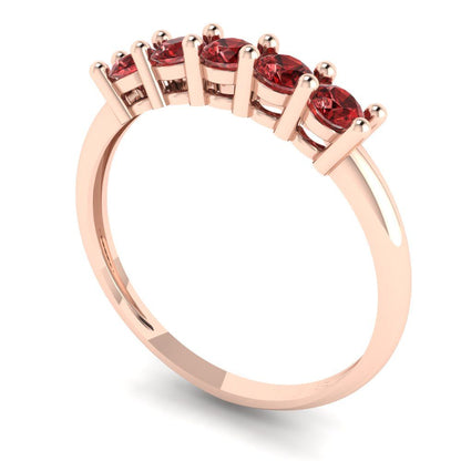0.35 cttw Natural Garnet Round Cut Rose Gold Eternity Wedding Band