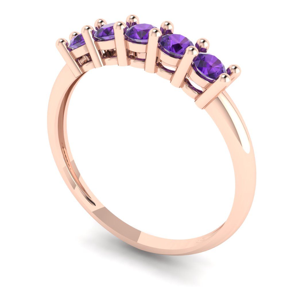 0.35 cttw Natural Amethyst Round Cut Rose Gold Eternity Wedding Band