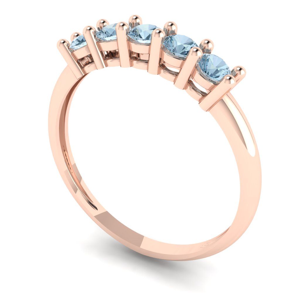 0.35 cttw Natural Swiss Blue Topaz Round Cut Rose Gold Eternity Wedding Band