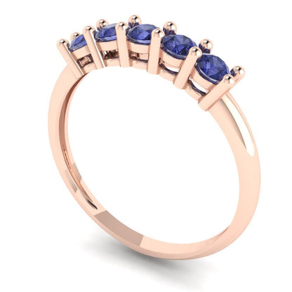 0.35 cttw Simulated Tanzanite Round Cut Rose Gold Eternity Wedding Band