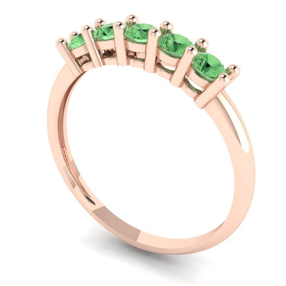 0.35 cttw Simulated Green Diamond Round Cut Rose Gold Eternity Wedding Band