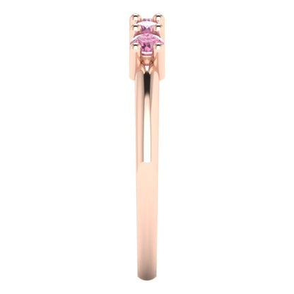0.35 cttw Simulated Pink Diamond Round Cut Rose Gold Eternity Wedding Band