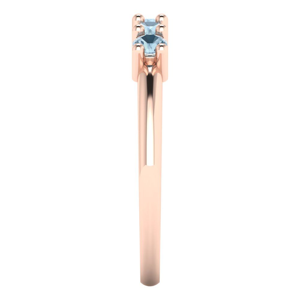 0.35 cttw Natural Sky Blue Topaz Round Cut Rose Gold Eternity Wedding Band