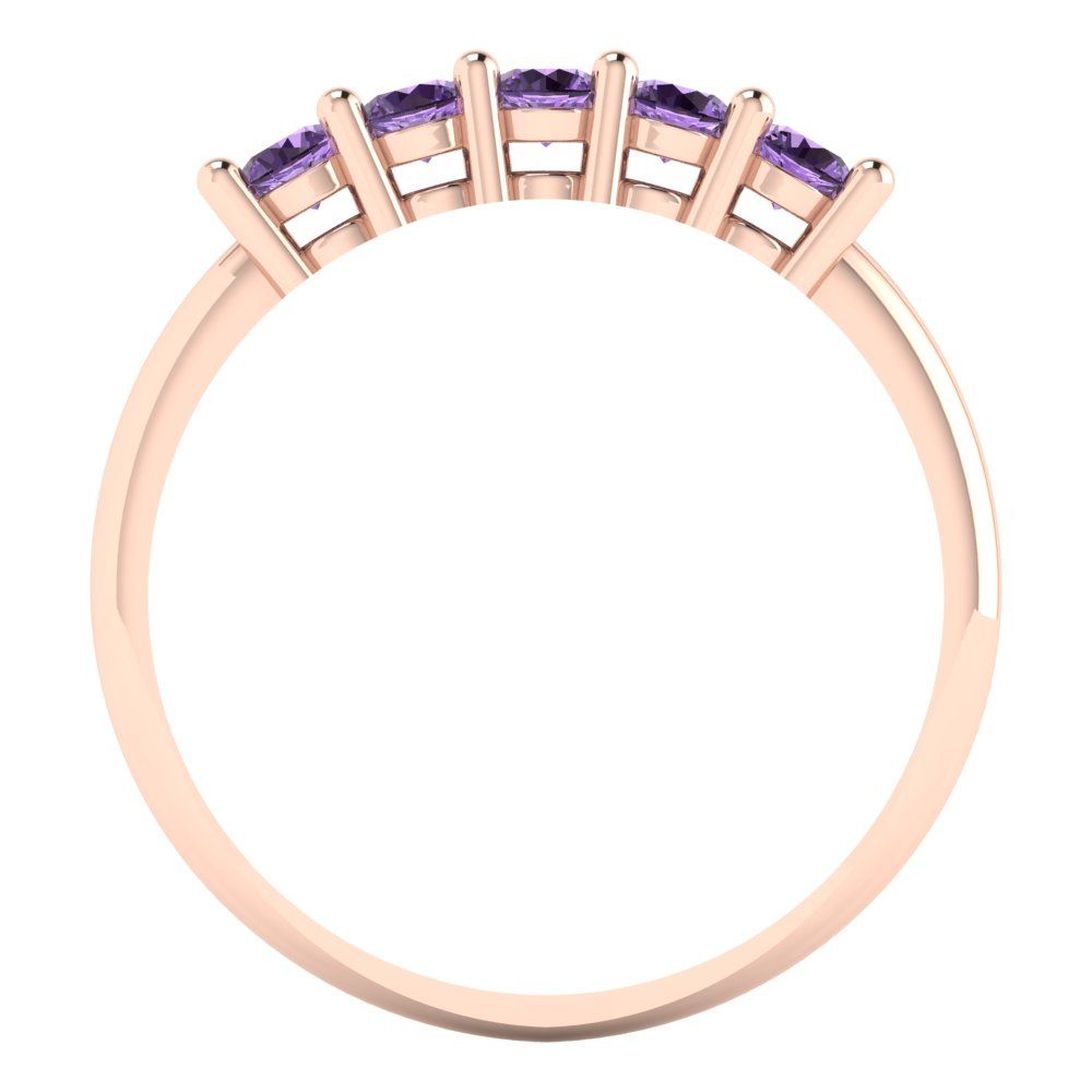 0.35 cttw Simulated Alexandrite Round Cut Rose Gold Eternity Wedding Band