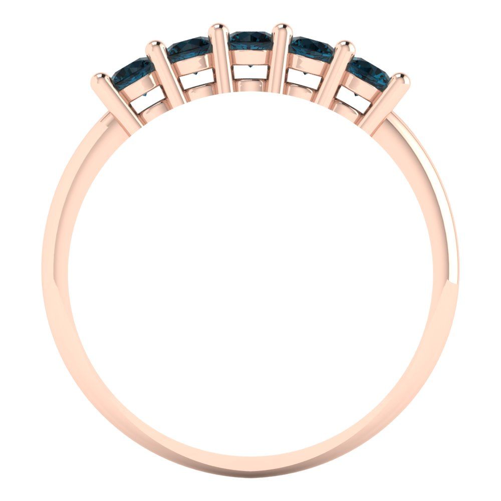 0.35 cttw Natural London Blue Topaz Round Cut Rose Gold Eternity Wedding Band