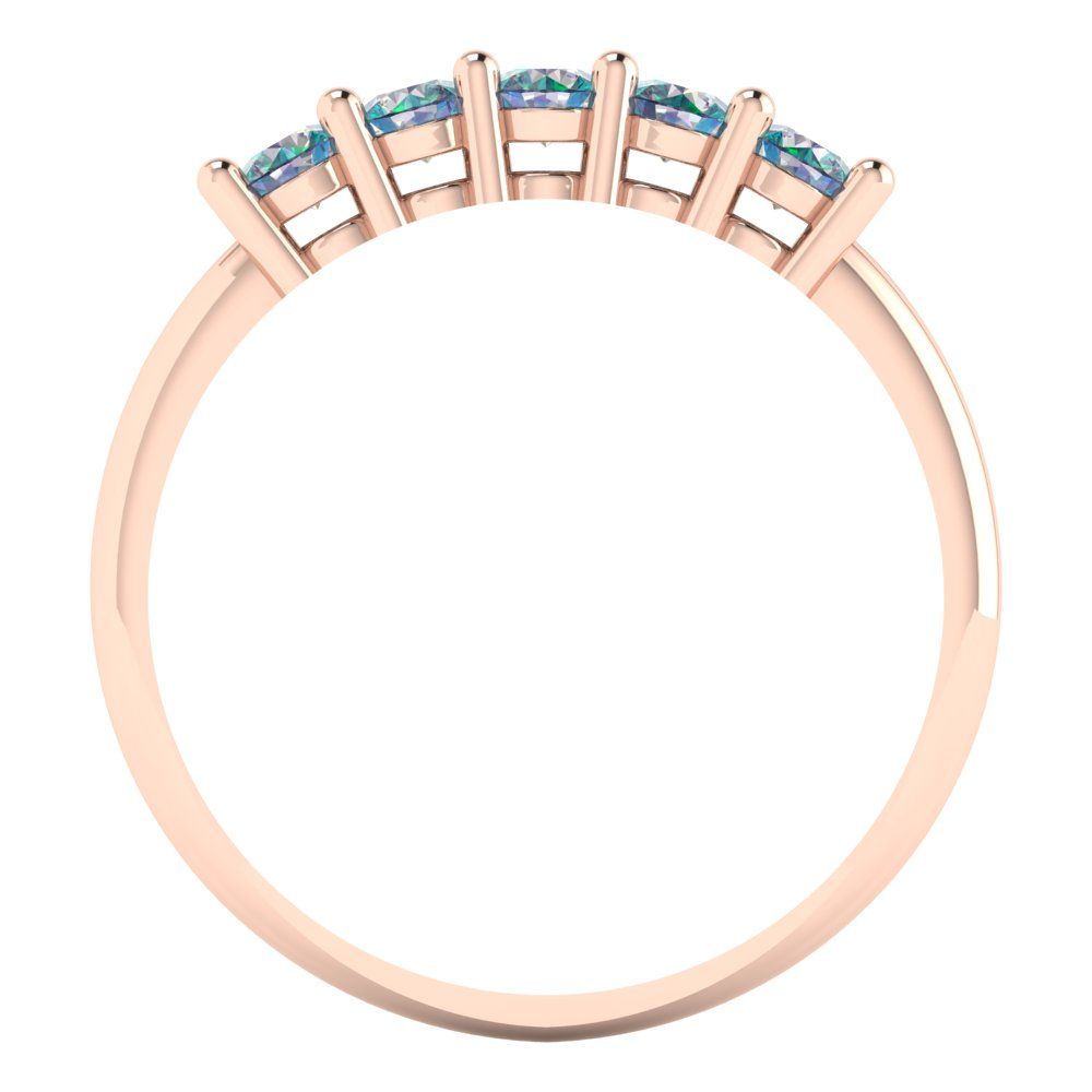 0.35 cttw Blue Moissanite Round Cut Rose Gold Eternity Wedding Band