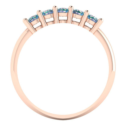 0.35 cttw Blue Moissanite Round Cut Rose Gold Eternity Wedding Band