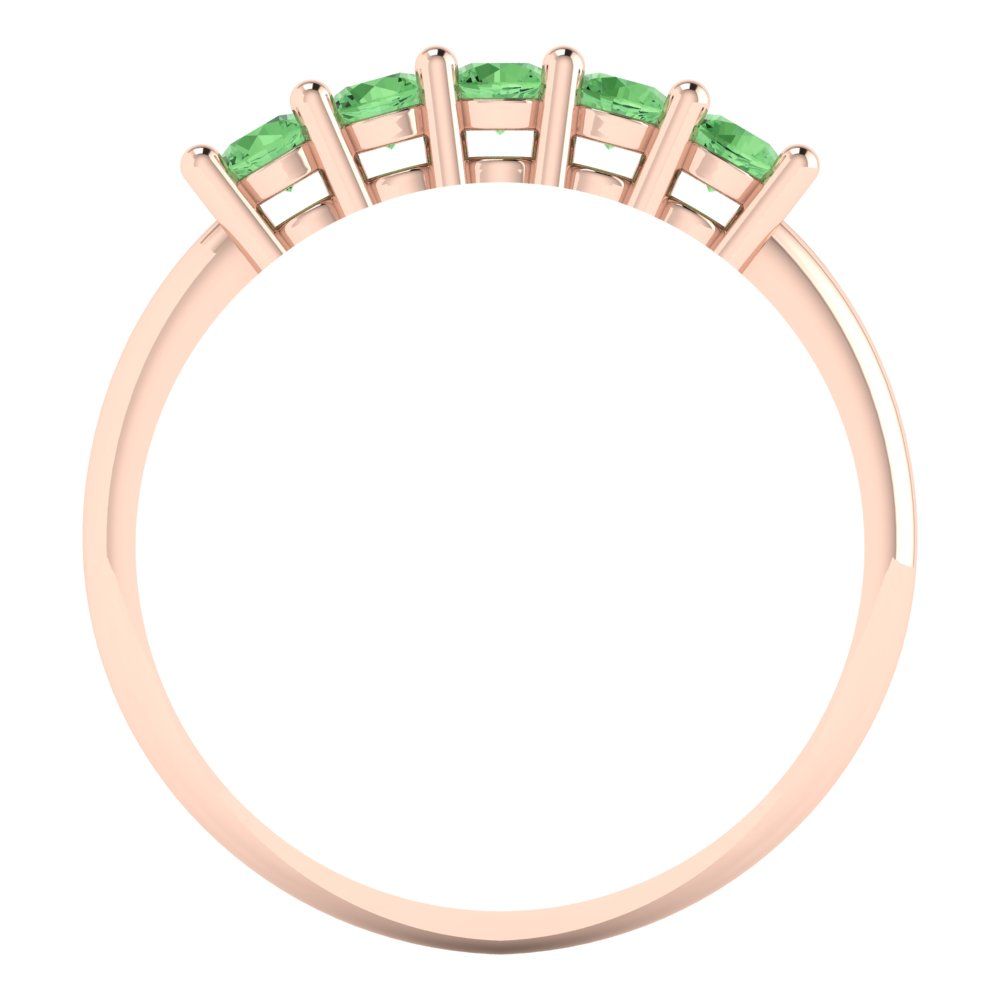 0.35 cttw Simulated Green Diamond Round Cut Rose Gold Eternity Wedding Band