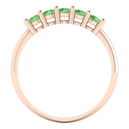 0.35 cttw Simulated Green Diamond Round Cut Rose Gold Eternity Wedding Band