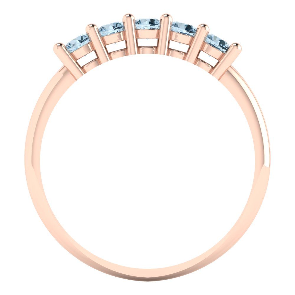 0.35 cttw Simulated Blue Diamond Round Cut Rose Gold Eternity Wedding Band