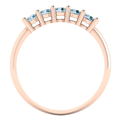 0.35 cttw Simulated Blue Diamond Round Cut Rose Gold Eternity Wedding Band