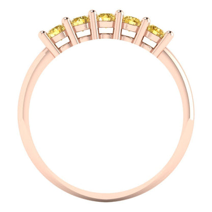 0.35 cttw Simulated Yellow Diamond Round Cut Rose Gold Eternity Wedding Band