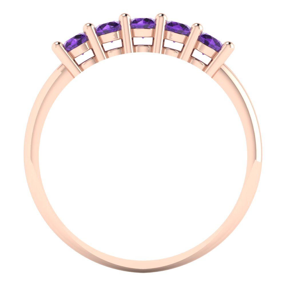 0.35 cttw Natural Amethyst Round Cut Rose Gold Eternity Wedding Band