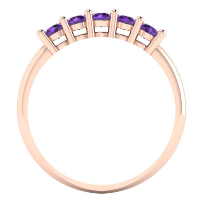 0.35 cttw Natural Amethyst Round Cut Rose Gold Eternity Wedding Band