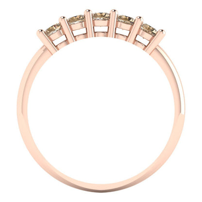 0.35 cttw Yellow Moissanite Round Cut Rose Gold Eternity Wedding Band