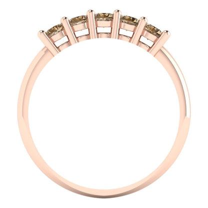 0.35 cttw Simulated Champagne Diamond Round Cut Rose Gold Eternity Wedding Band