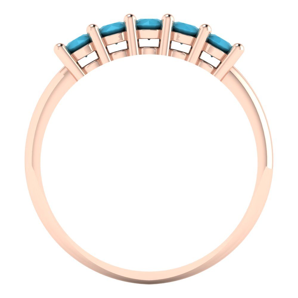 0.35 cttw Simulated Turquoise Round Cut Rose Gold Eternity Wedding Band