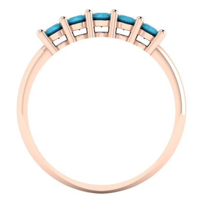0.35 cttw Simulated Turquoise Round Cut Rose Gold Eternity Wedding Band