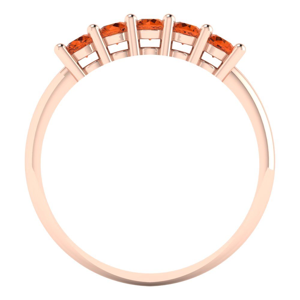 0.35 cttw Simulated Pink Tourmaline Round Cut Rose Gold Eternity Wedding Band