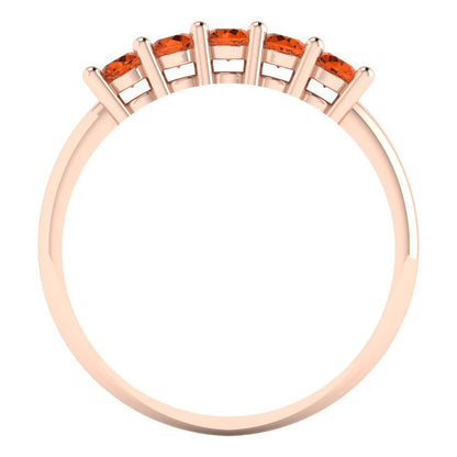 0.35 cttw Simulated Pink Tourmaline Round Cut Rose Gold Eternity Wedding Band