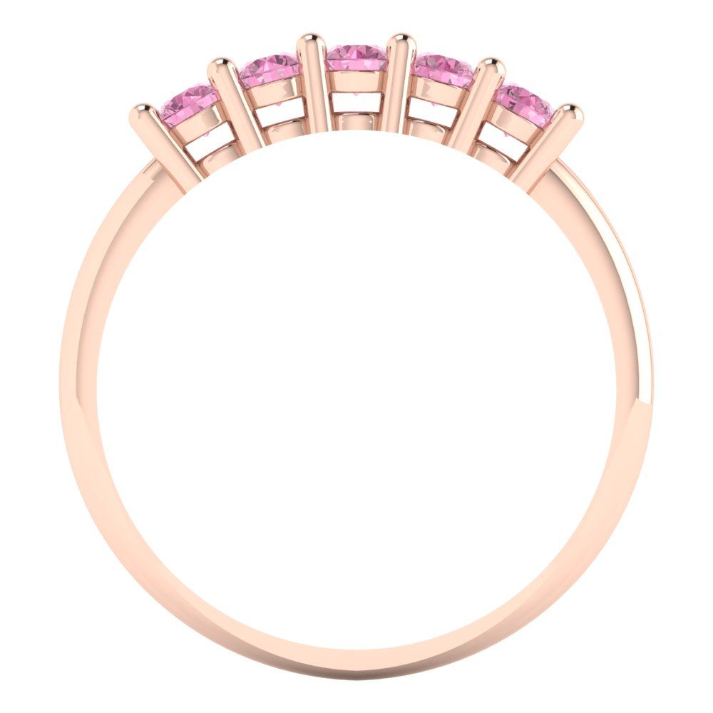 0.35 cttw Simulated Pink Diamond Round Cut Rose Gold Eternity Wedding Band