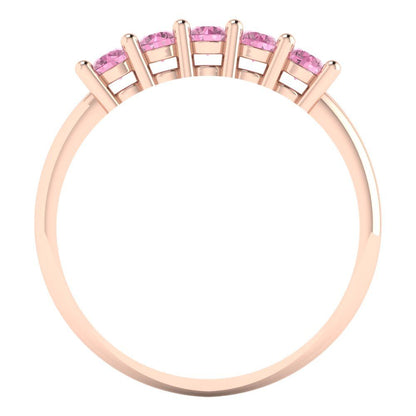 0.35 cttw Simulated Pink Diamond Round Cut Rose Gold Eternity Wedding Band