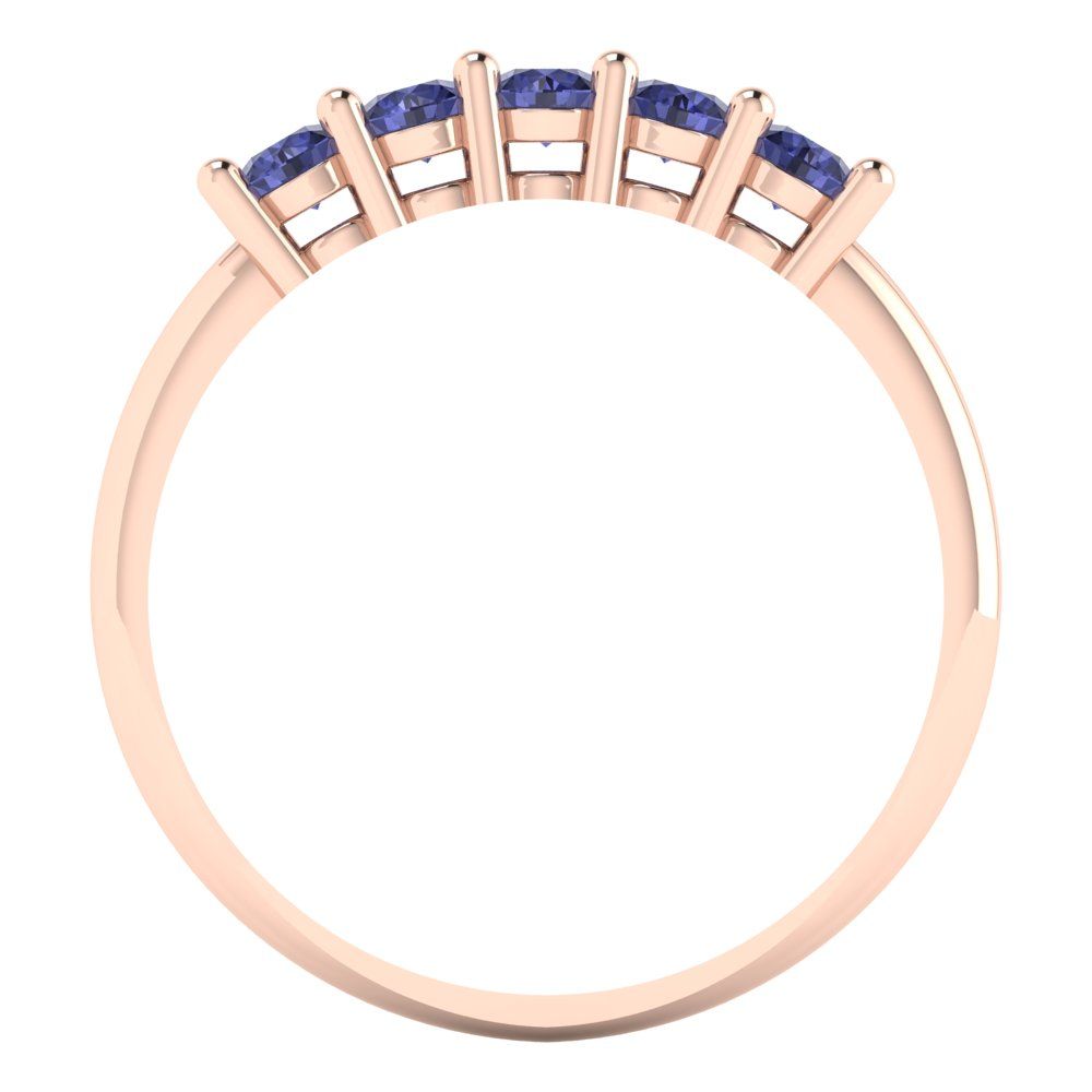 0.35 cttw Simulated Tanzanite Round Cut Rose Gold Eternity Wedding Band
